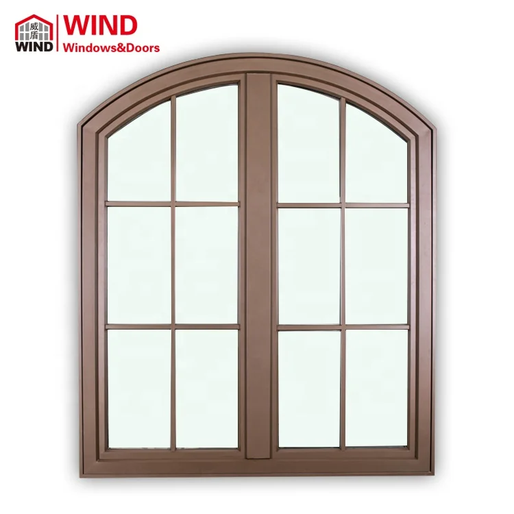 New design arch frame aluminum wood tilt and turn casement  windows