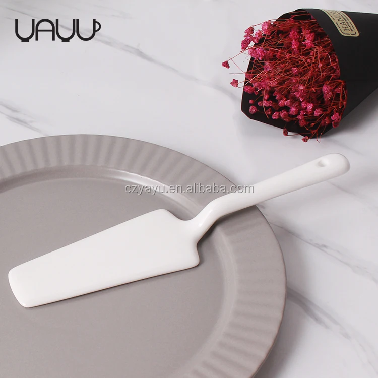 Nodic thin edge white porcelain wedding cake server knife / cutter set