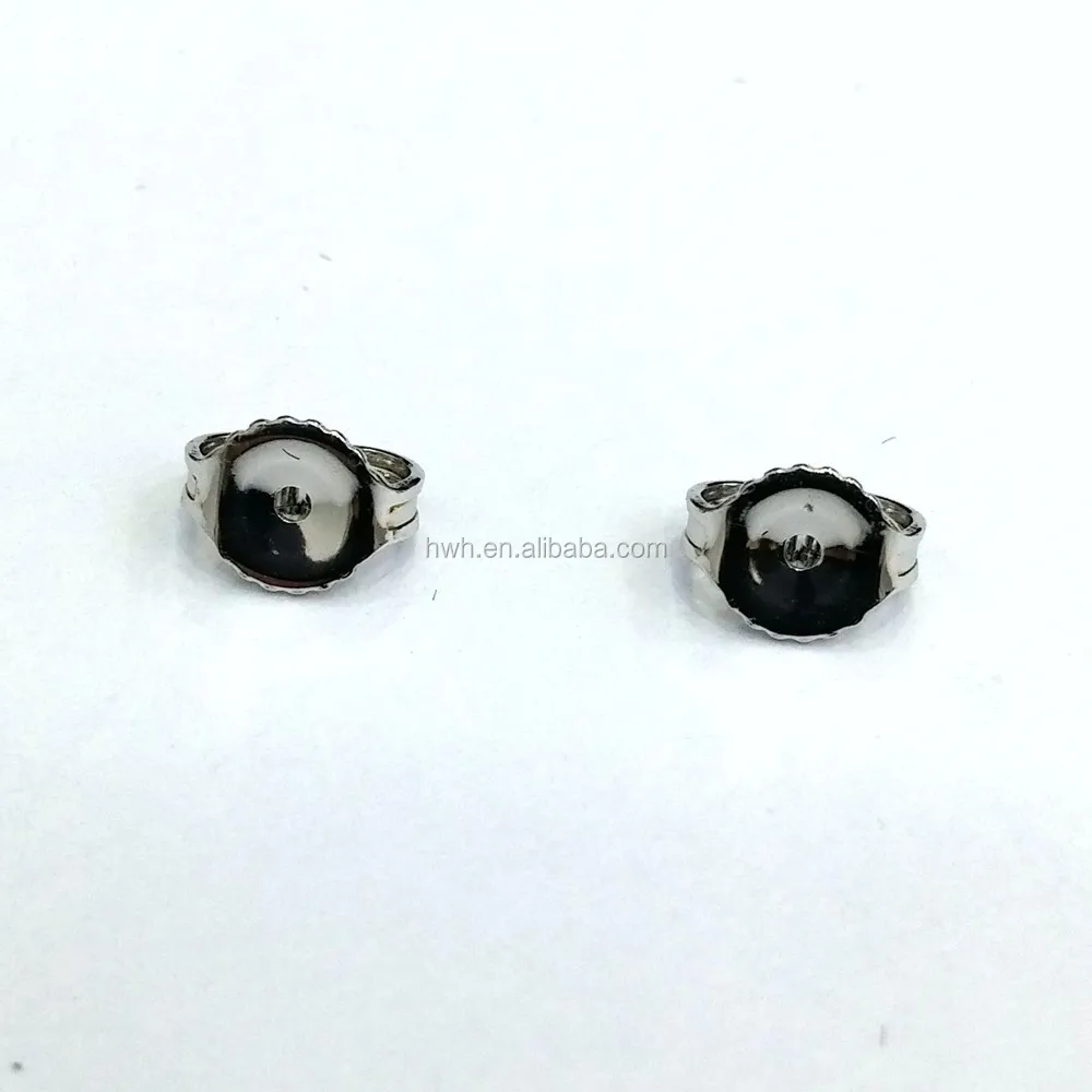 H1848 Silver Ear Back Lock / Customer Logo Stamp Engraved 6.4*4.8mm