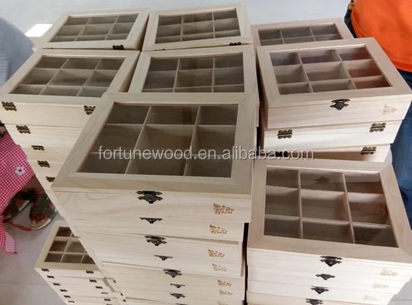 LOW COST paulownia wood tea bag storage box