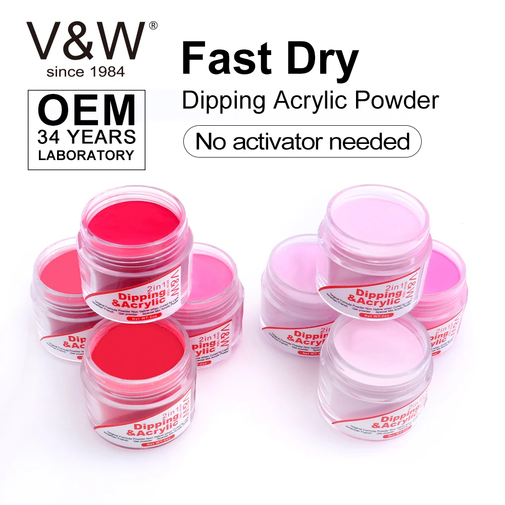 VW 3 In 1 Match Color Fast Dry Dipping Acrylic Powder Nails System Starter Kit Dip Powder Gel Polish For Dipping And Liquid
