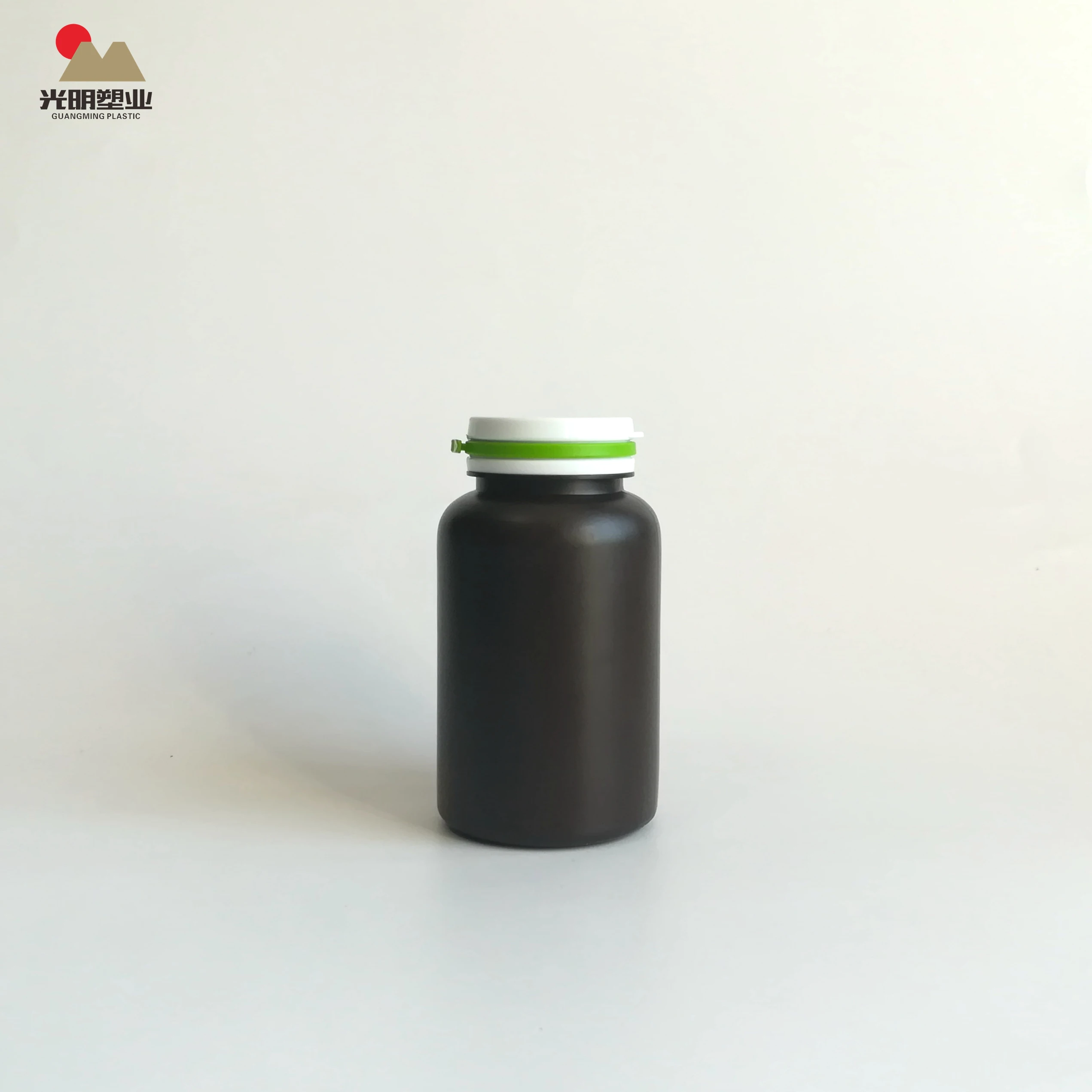 High quality HDPE  9oz Dark empty plastic bottle with double color tear lids supplement packaging capsules container