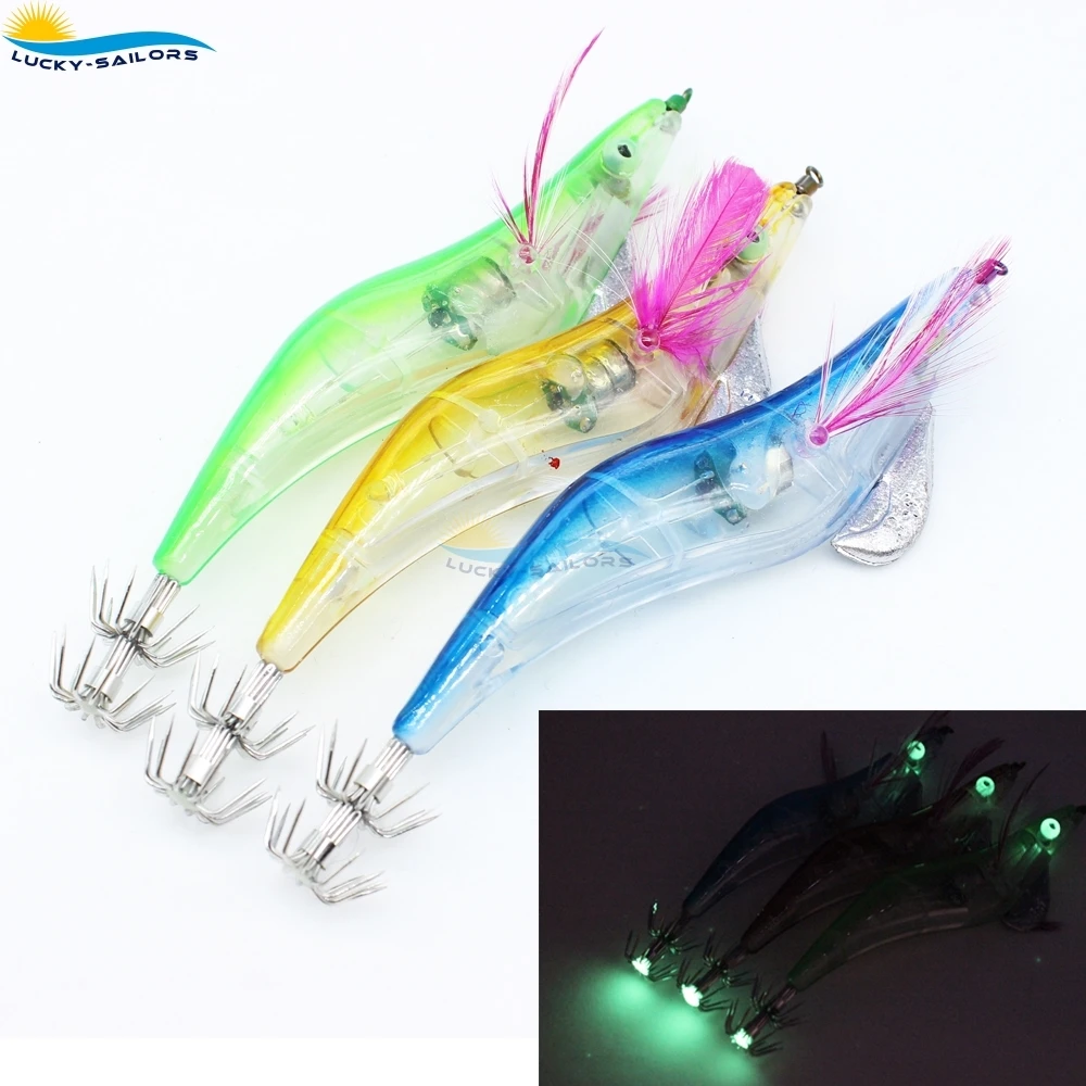 
2.5# Hard Plastic Shrimp Fishing Lure Jigs Glowing In Water Electronic LED Fishing Lure Shrimp 