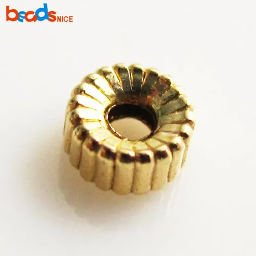 Beadsnice 14K Заполненные гофрированные круглые бусины заглушки 14k золотые разделительные 3-6