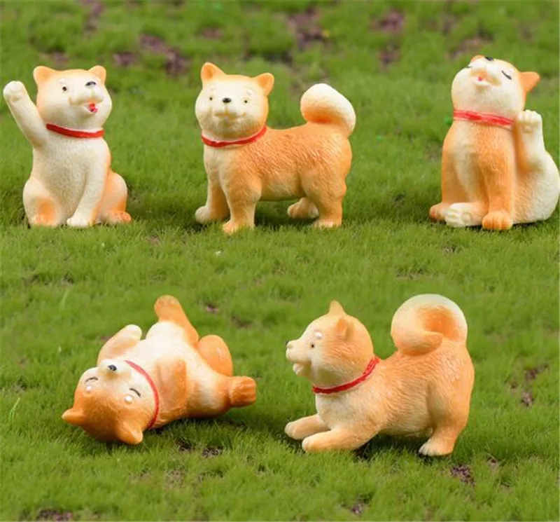 Миниатюрные фигурки животных, микро-Ландшафтные украшения, маленькая Желтая Собака, Akita, игрушка для сада, бонсай, кактус, суккулентная мебель