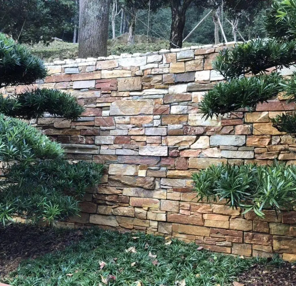 Cement Exterior Wall Stone Panel Golden Honey Slate Ledge Stone