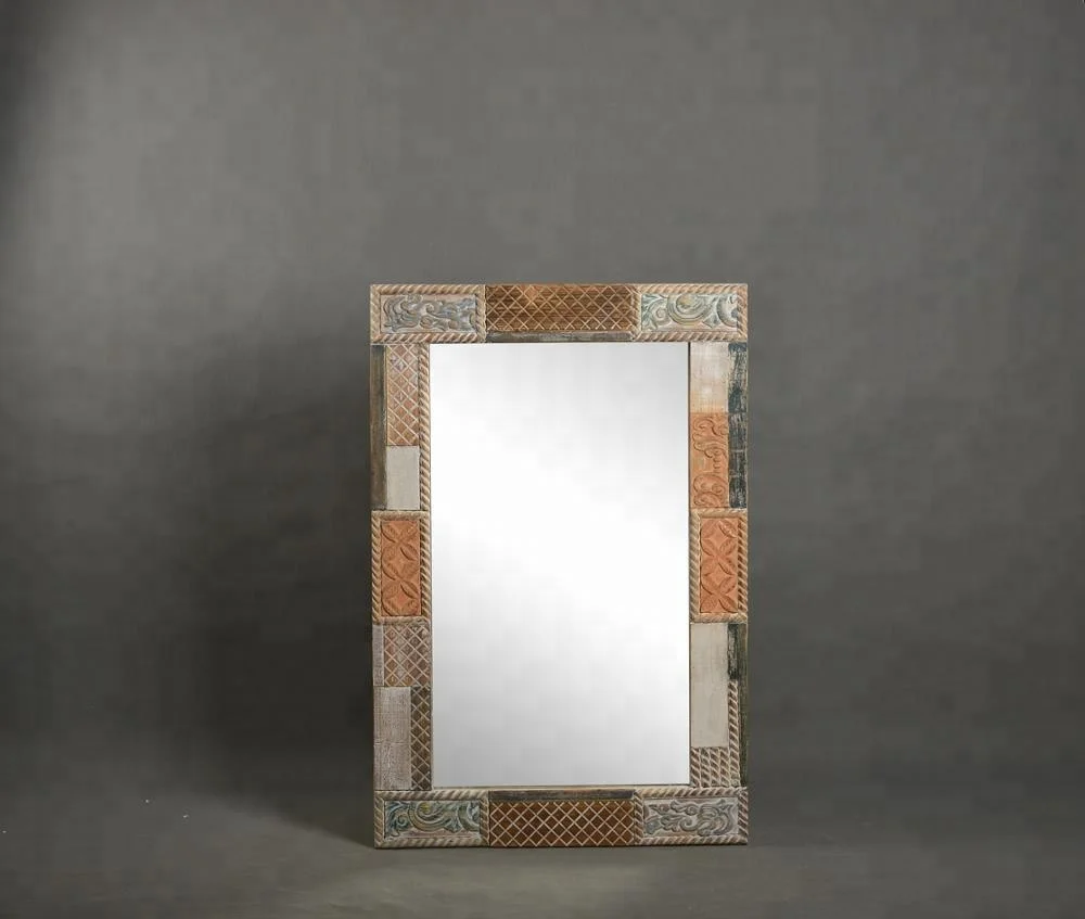 Mayco Antique Large Vintage Farmhouse Hand Carved Wooden Mirror Frames , Luxury Design Decoration Wall Mirror