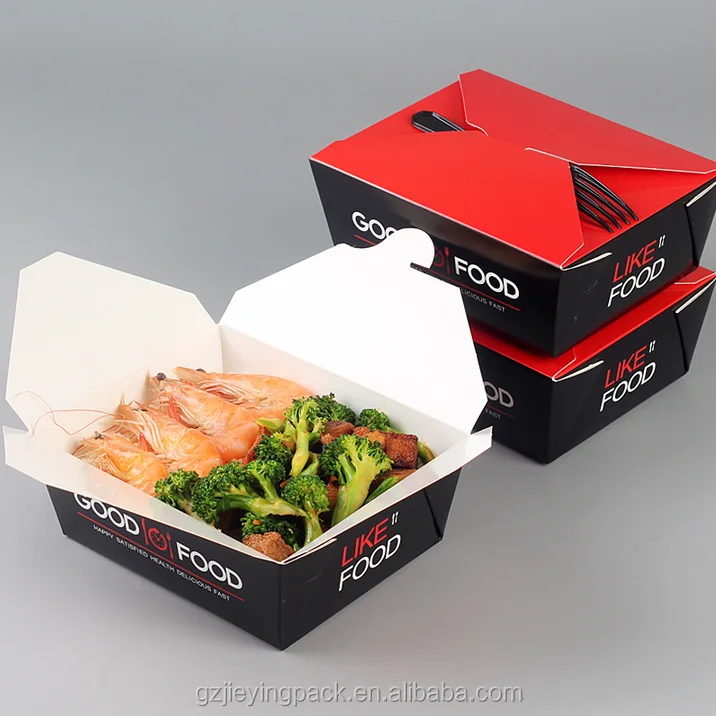 Take Out Rectangle Paper Chinese Noodle Lunch Box For Wholesale