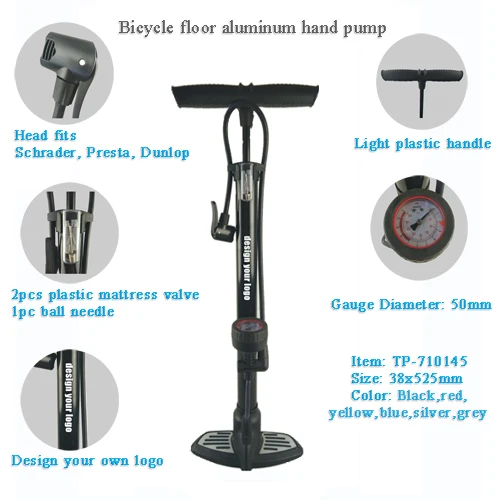 Color Customized Muitiple Function Bicycle  Floor Aluminum Hand Pump with Gauge Bicycle Bike air Pump Bike Bicycle Pump