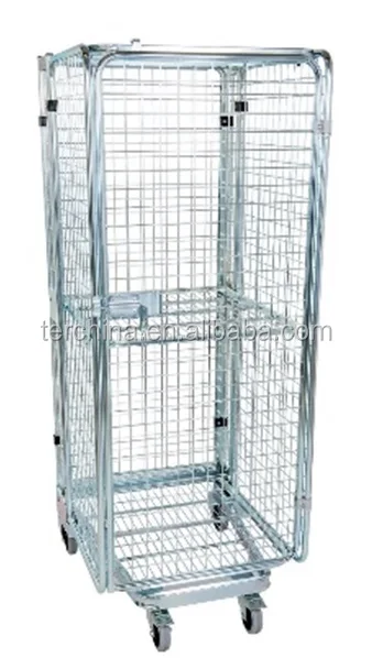 
NESTABLE ROLL CAGE CONTAINER WITH SHELF 