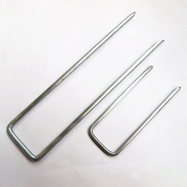 Square/Round Top U Shape Galvanized Metal stakes/U Shaped Turf Nails/turf Pins
