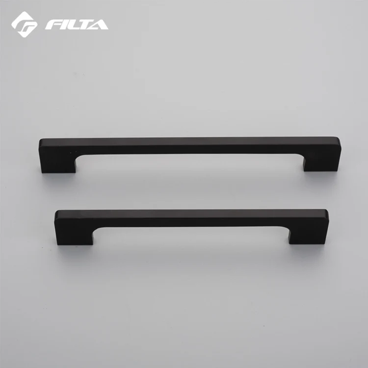 Black Cabinet Handle Square Furniture Hardware Stainless Steel Kitchen Door Knobs Cupboard Wardrobe Drawer Pulls