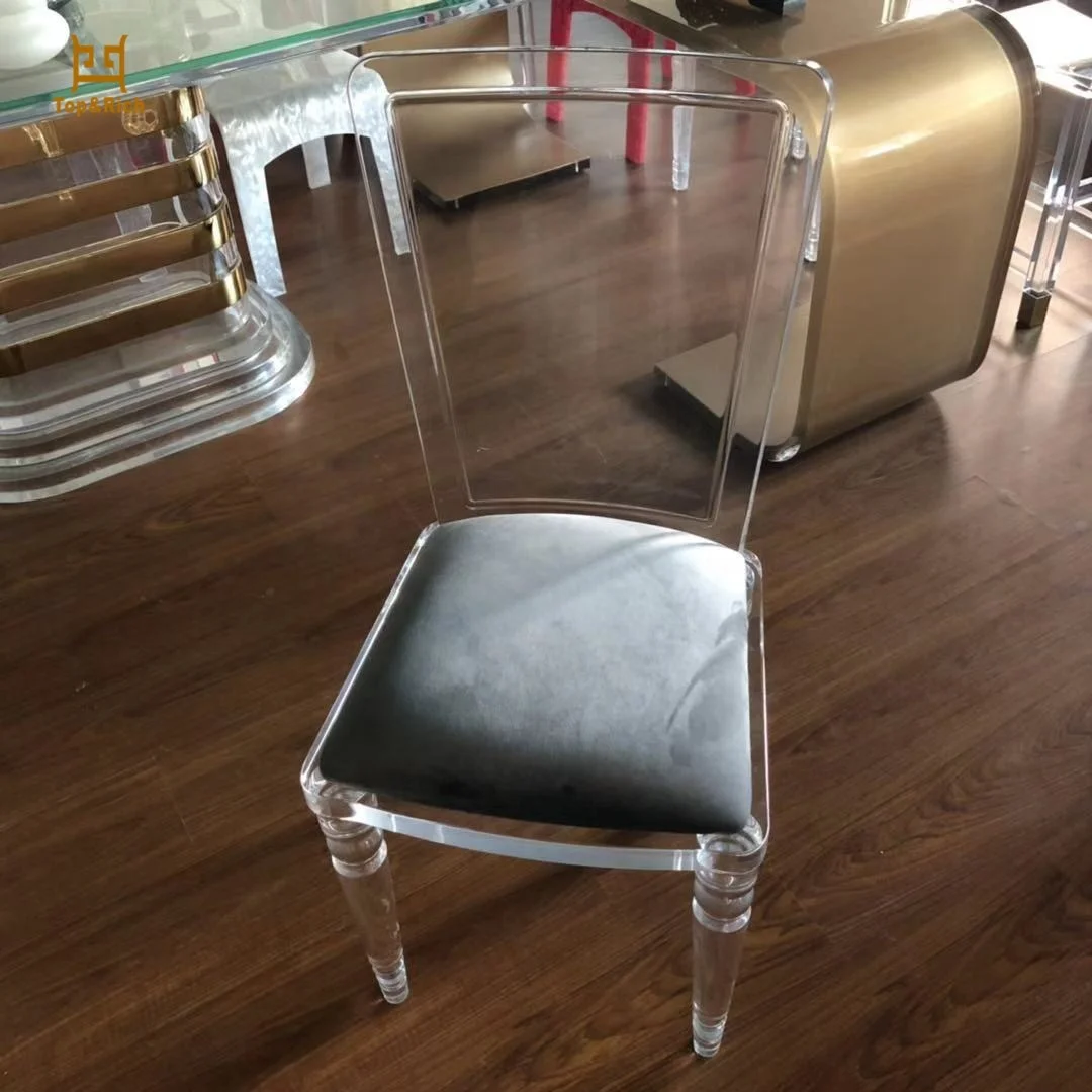 Factory Wholesale Customized Crystal Dining Chair Acrylic With Cushion
