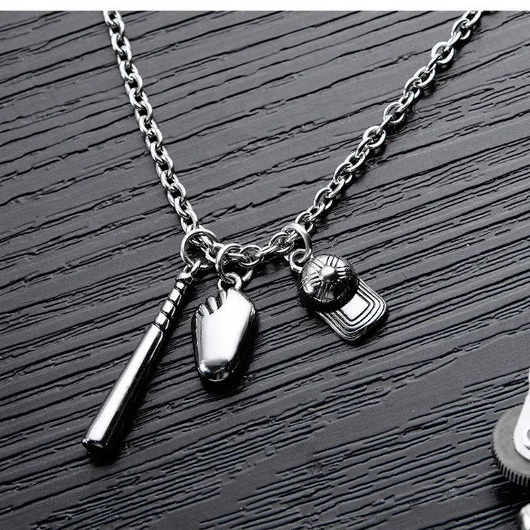 Baseball League Souvenir Jewelry stainless steel Baseball bat cap glove pendant necklace
