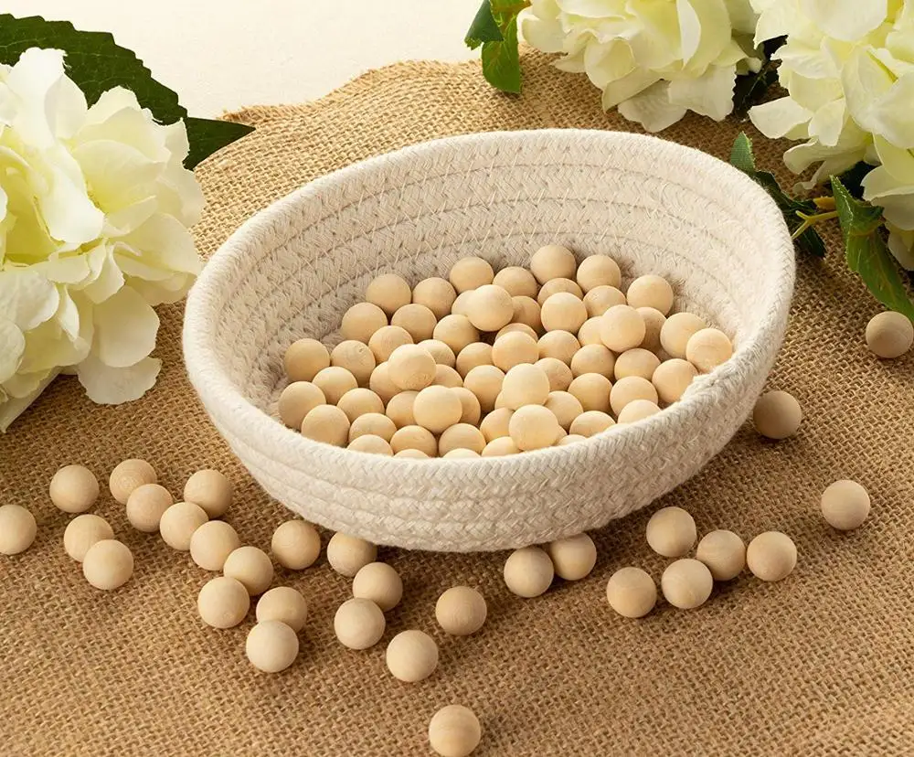 Wood Ball Unfinished Wooden Beads Mini Round Craft Balls for DIY Projects Kids Arts and Craft Supplies