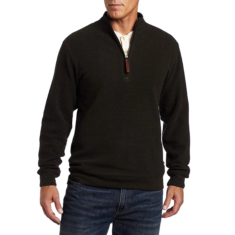 7gg Machine Wash Classic-fit thermal stand collar with zip placket leather pull Bromley quarter Zipper Closure Wool Sweaters Men