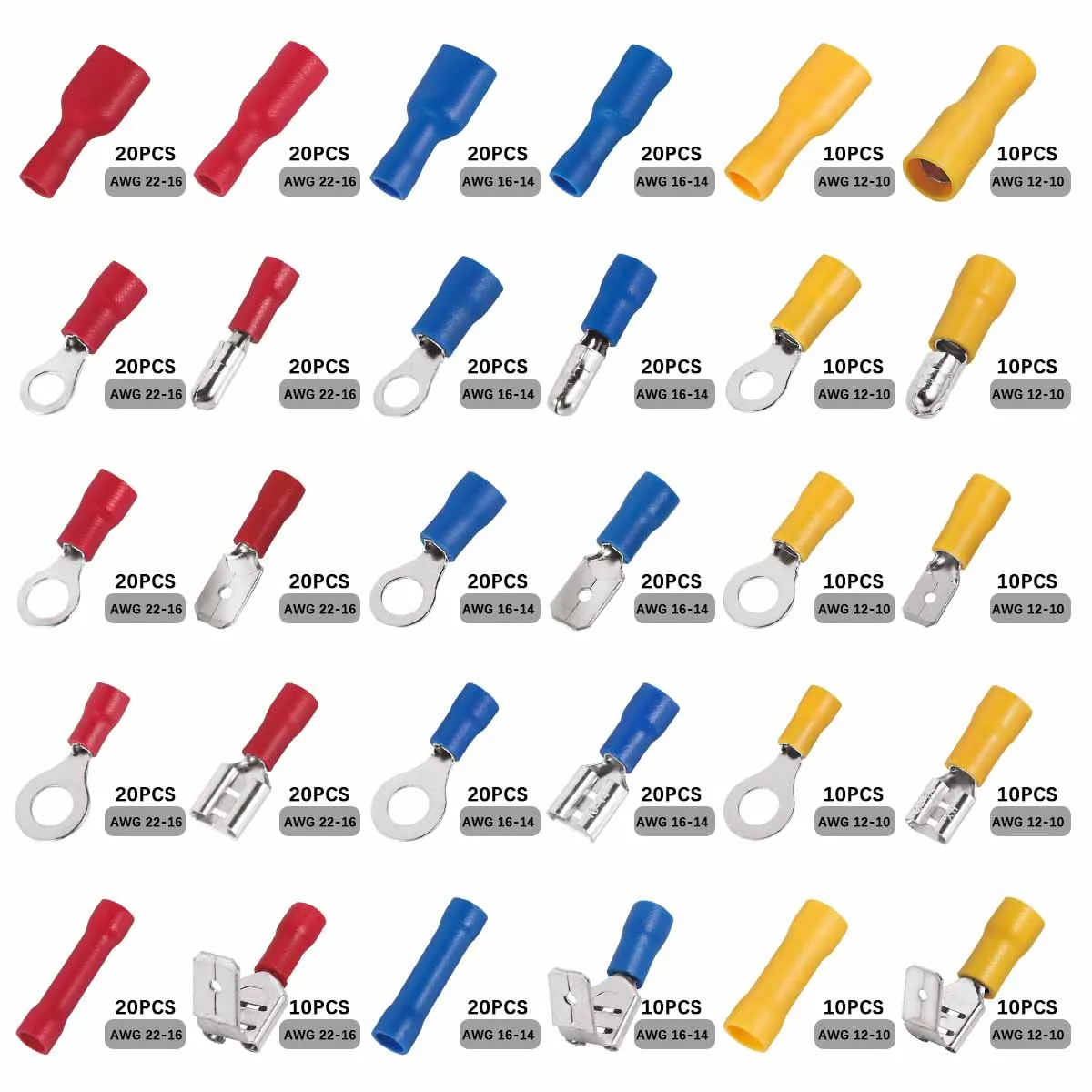480pcs Insulated Terminals Electrical Crimp Connector Butt Spade Ring Fork Set Terminal Wire Connector