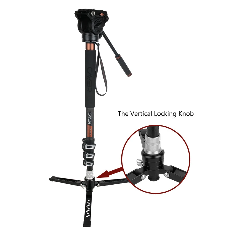 Cayer CF34DVH4 Camera Monopod for Professional Carbon Fiber Video Camera Flexible Tripod Fashional Monopod