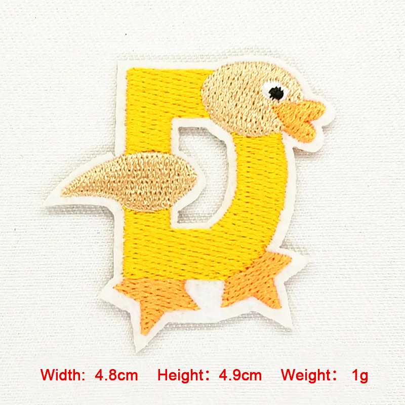 A-Z Cartoon English Alphabet Letter Animal Design Mixed Embroidered Iron On Patch For Clothing Badge Paste For Clothes Bag