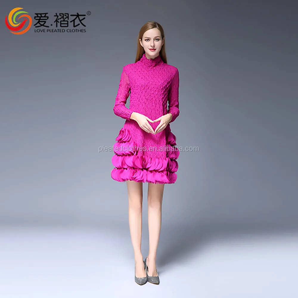 New Arrival Autumn Winter Warm Women Short Skirts Lace Dress In Solid Color