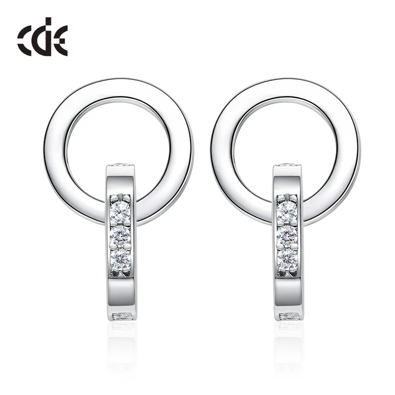 925 Silver Double Ring Women Stud Earring Circle