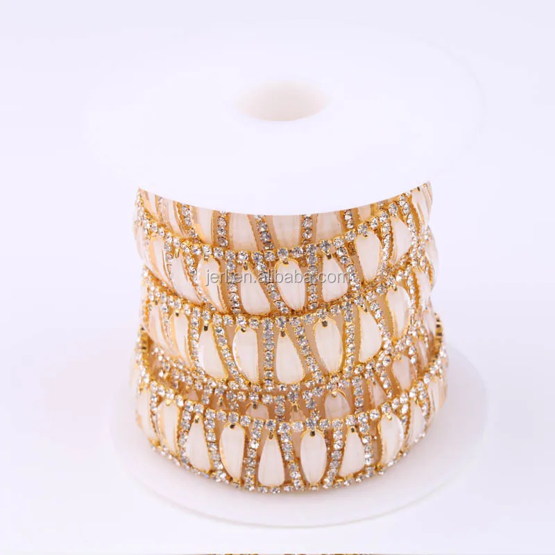 
fancy rhinestone chain trimming crystal rhinestone trimming rhinestone and pearl applique trimming 