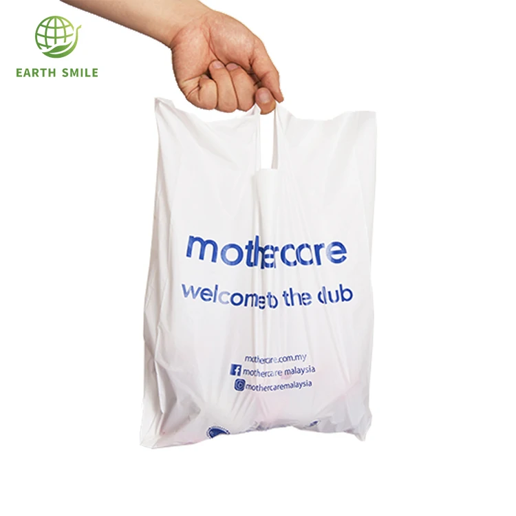 Corn Starch Biodegradable Made Die Cut Shopping Plastic Bag for Shopping Mall Clothing Store