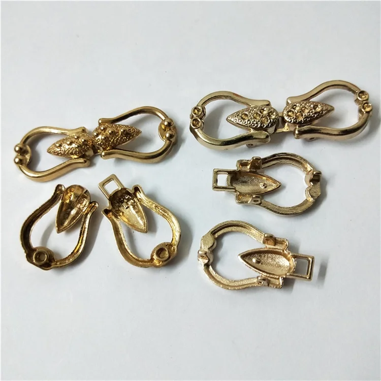 
Sew-On behind swimsuit buckle Openable front chest collar mini small metal belt buckle for cheongsam full dress 