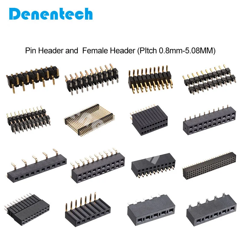 Denentech 1.27mm Pitch 10 Pin Female Header H3.40mm Right Angle DIP U Type for PCB