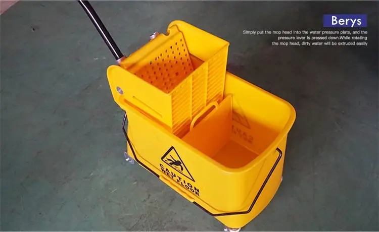 20L Quart Plastic Wringer Trolley Mop Bucket with Wheels