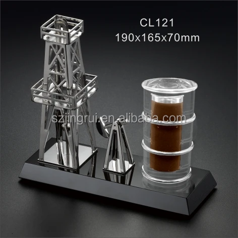 Acrylic oil barrel metal gift items oil and gas drilling rig model  for oil company