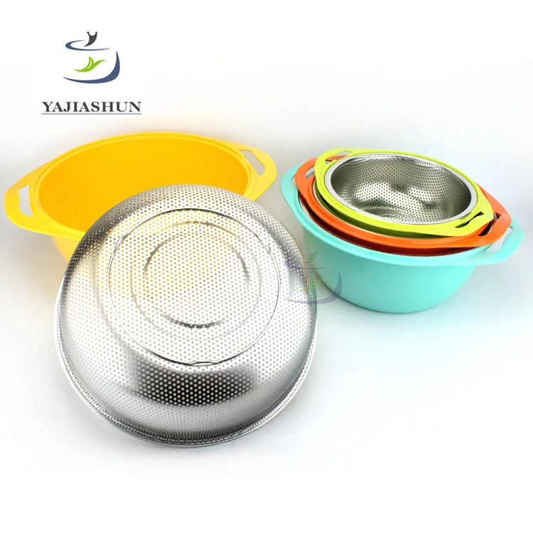 Wholesale Wire Mesh Strainer Stainless Steel Rice Colander Sieve Plastic Vegetable Fruit Basket For Kitchenware