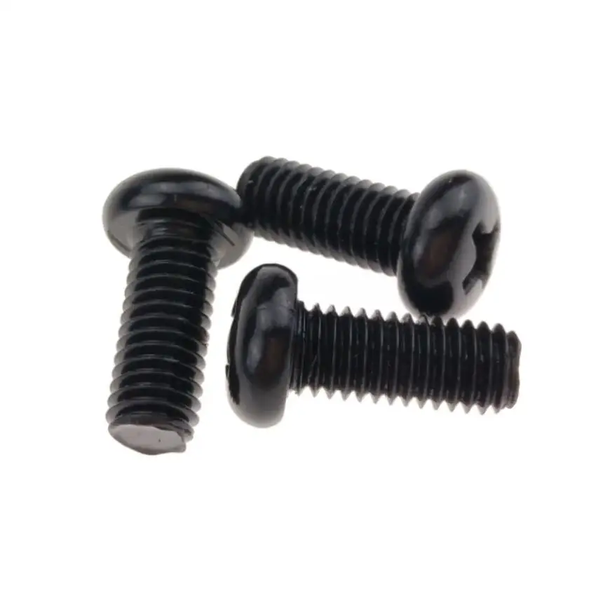 
Pan Head Machine Screws M5 Black Galvanized Steel Flat Point 