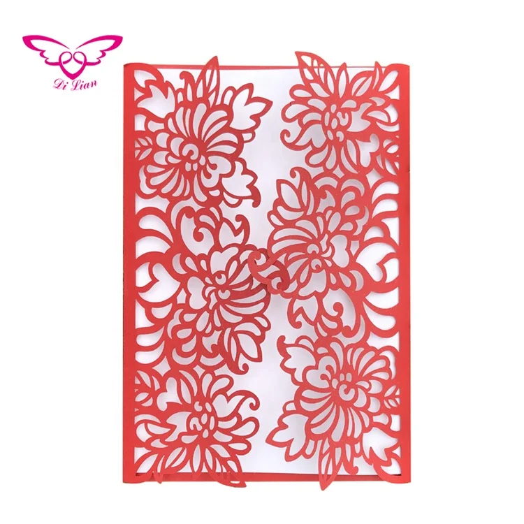 Perfect Laser Cut And Gold Hot Stamping Flower Happy Birthday And Wedding Greeting Cards