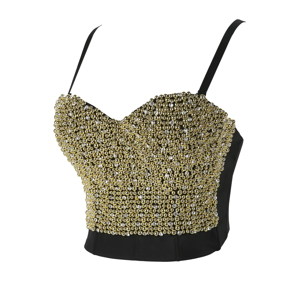wholesale fashion sexy outerwear women mature beaded half cup top crop corset bustier