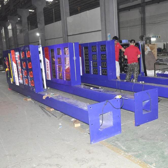 gas station equipment LED illuminated pylon signs light steel steel structure for petrol station steel canopy