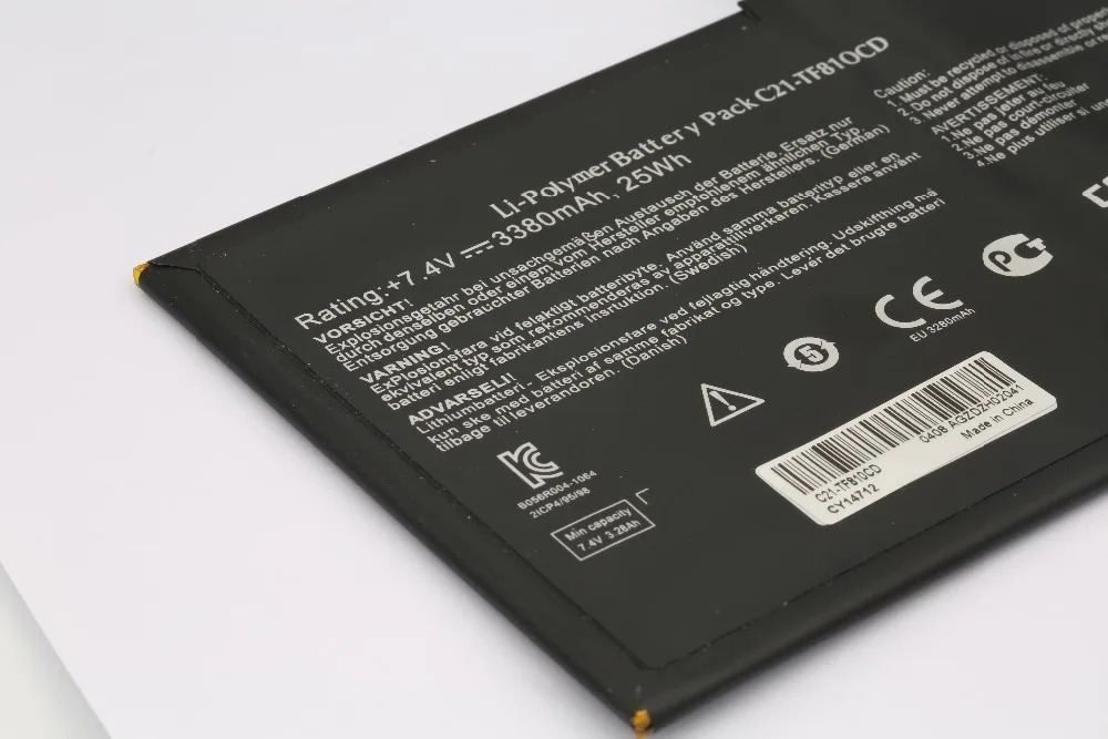 Replacement Laptop Battery for ASUS C21-TF810CD 3380mAh Batteries Laptop Battery