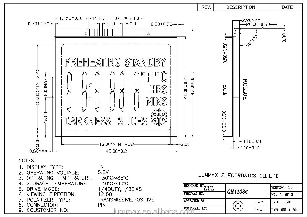 
Super wide Temperature 7 segment LCD Display 
