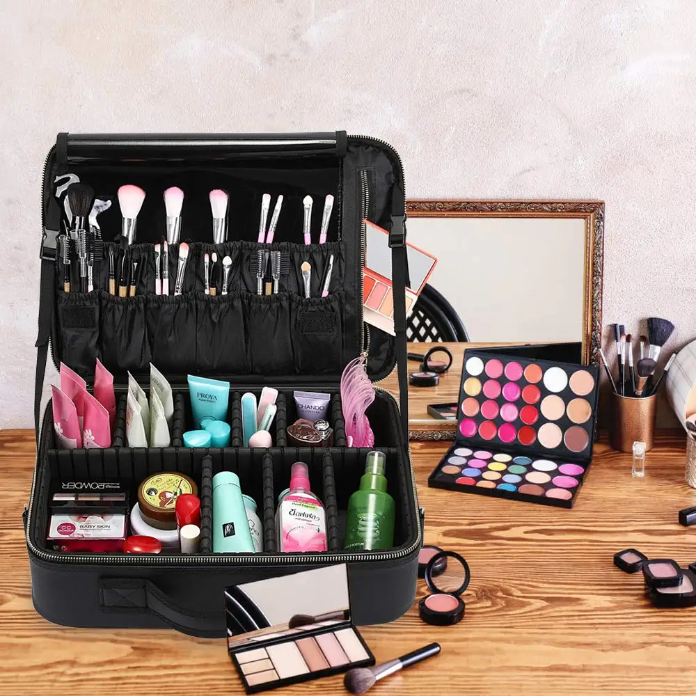 PU Leather Travel Makeup Bag Cosmetic Organizer Case Toilet Bag