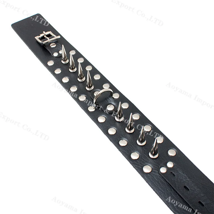 Black Leather Rivet Collar Slave Fantasy Fetish BDSM Gear Bondage Neck Strap Sex Product