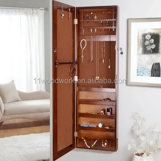 Быстрая доставка, настенный деревянный зеркальный шкаф для ювелирных изделий