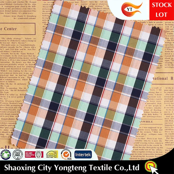 New yarn dyed elastic plaid cotton shirt fabric