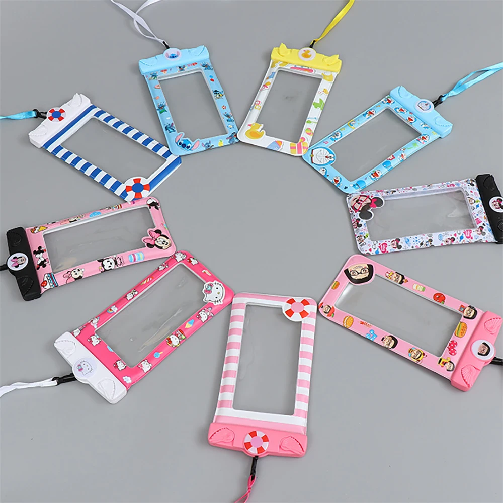 Clear Water Proof Phone Cover Bag Pouch Diving Sports Cartoon Style Floating Waterproof Phone Case for Summer Vocation