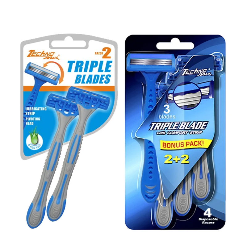 Factory Supply Wholesale Three Blades Manual Disposable Rubber Razor