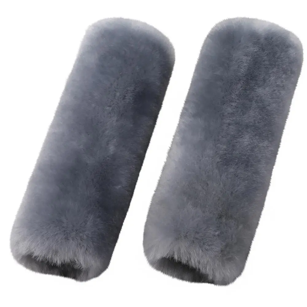 Индивидуальный Стайлинг, пушистая шерстяная накидка на ремень безопасности, наплечная Накладка для автомобильных аксессуаров, Интерьерная подушка из австралийского мериноса и овчины