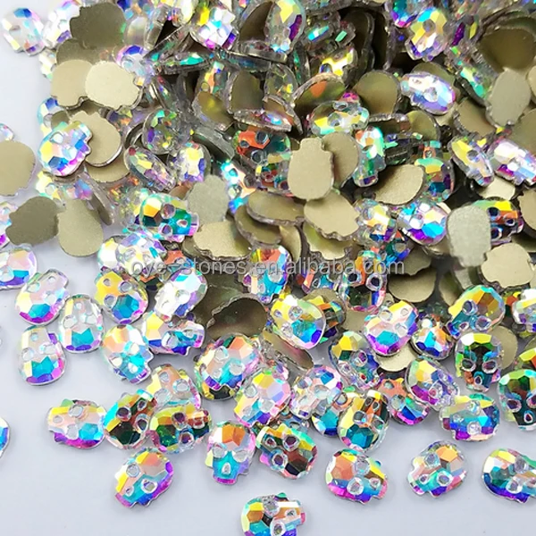 Factory direct sales excellent quality nail art skull head shape crystal stone