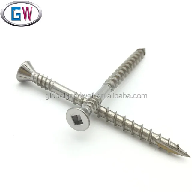 316 304 A2 A4 Stainless steel Decking Screws Double Thread Square Drive SS Hardwood Deck Screw