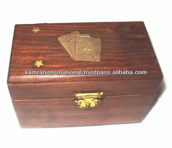 Wood carved playing card box