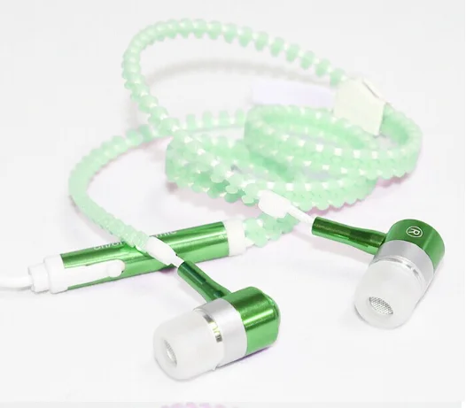 
Christ gift In-Ear Metal Zipper Earphone 3.5mm Wired with Microphone Light Luminous Glowing in the dark Headset 