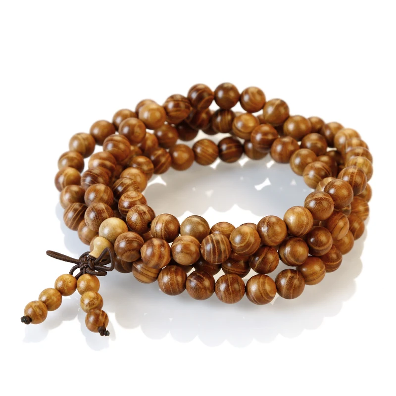 
Sandalwood Buddhist Prayer Beads, 108 Mala Beads Rosary Long Necklace 